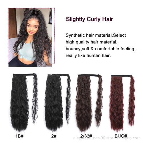 Aodale Hair Long Natural Wave Ponytail Clip In Synthetic Ponytail Heat Resistant Fiber Hair Extension Wrap Round Hairpiece